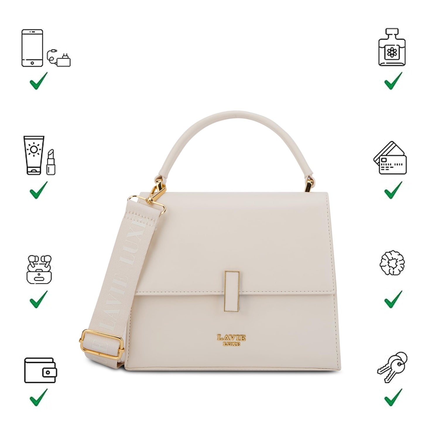 Lavie Luxe Women's Merci25 Flap Satchel Handbag for Women | Satchel Bag for Work | Ladies purse | Stylish Shoulder Bag | Gift For Women