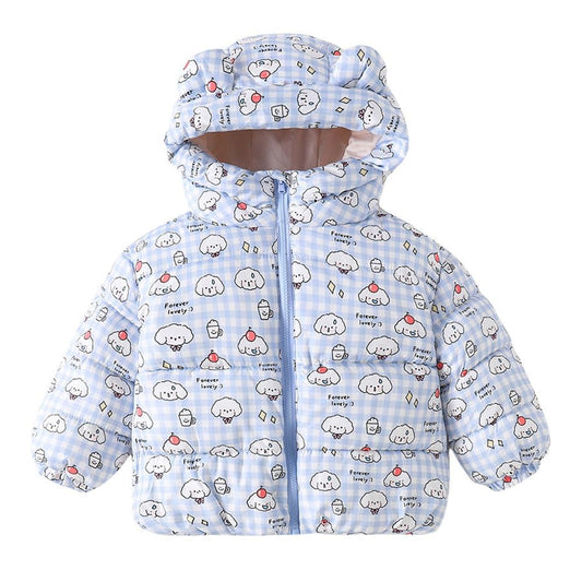 Hopscotch Girls Polyester Waist Length Jackets in Blue Color For Ages 4-5 Years