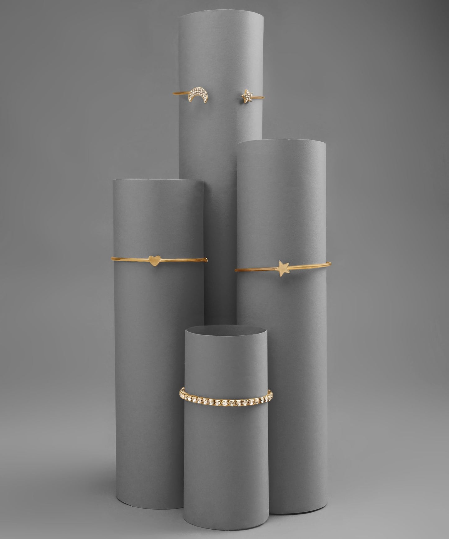 Fashion Frill Bracelet For Women Star Moon Design AD Studded Multi Layered Gold Plated Cuff Bangle Bracelet For Women Girls Stackable Bracelet Womens Jewellery