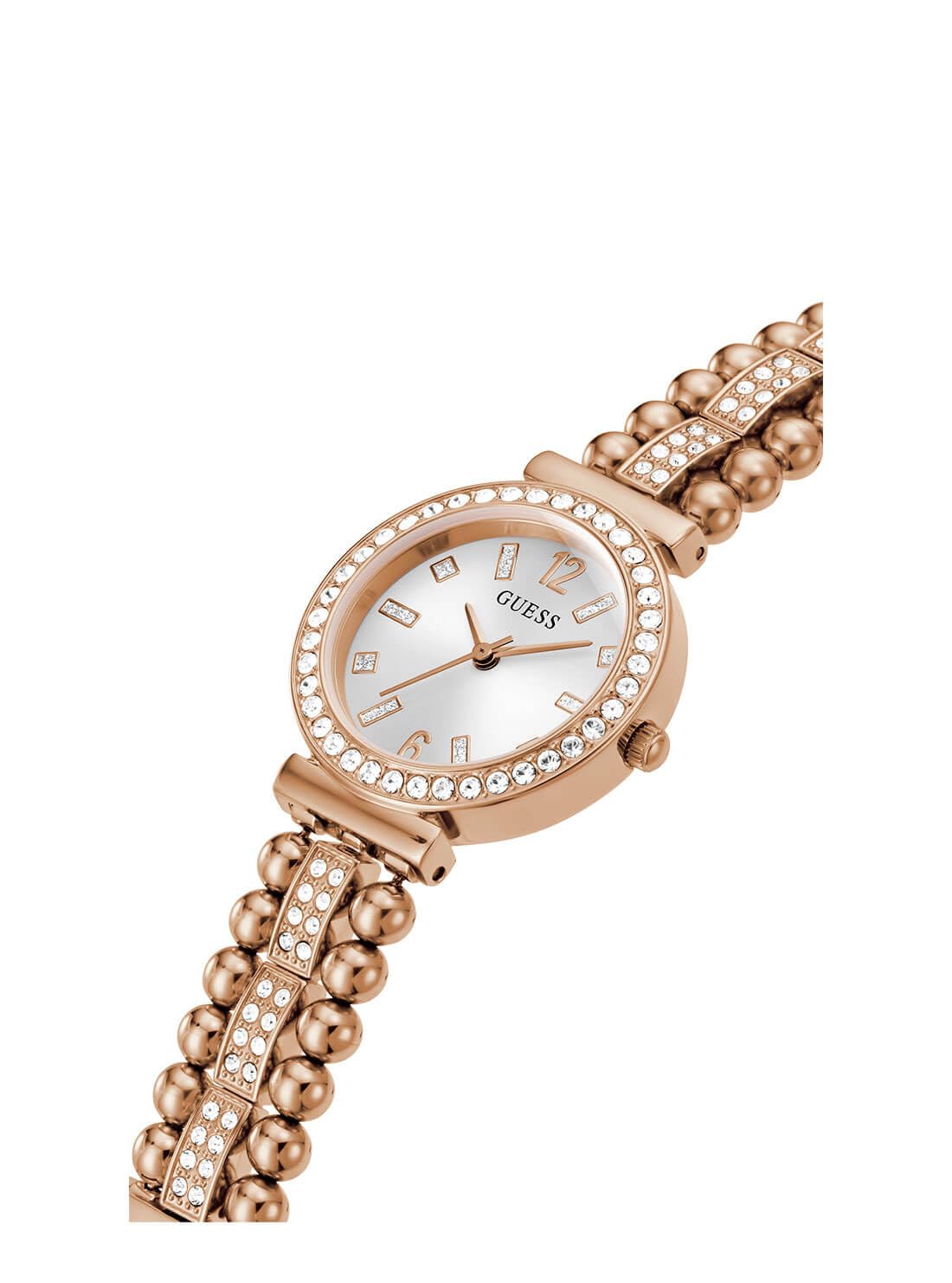 GUESS Stainless Steel Analog White Dial Women Watch-Gw0401L3, Rose Gold Band