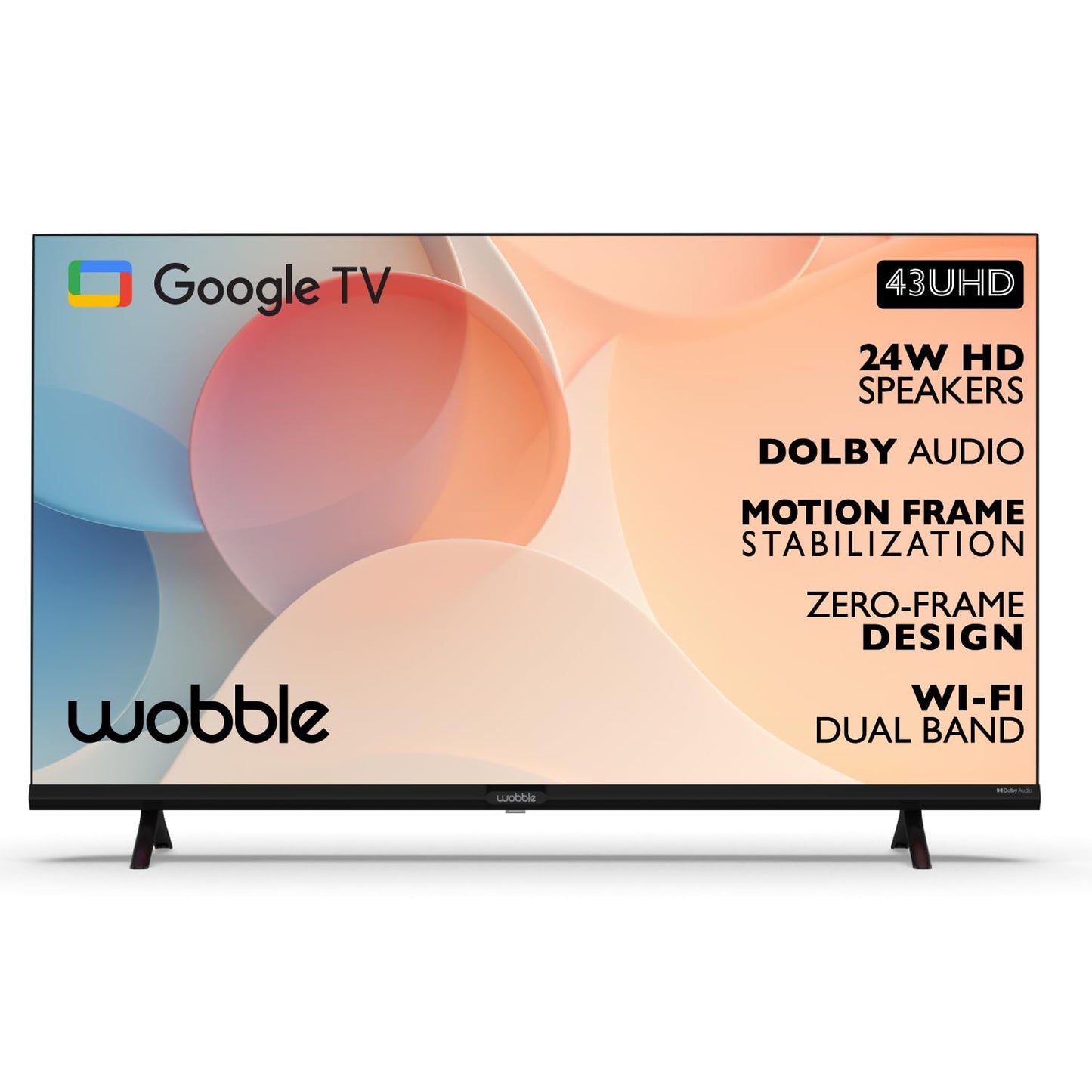Wobble 109 cm (43 inches) UD Series 4K Ultra HD Smart LED Google TV WB43GTAW9602UDFL (Black)