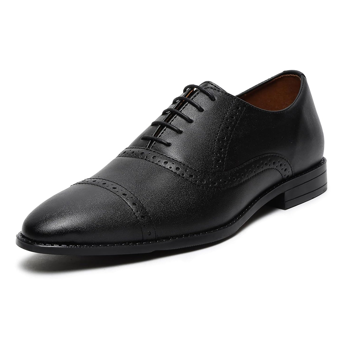 LOUIS STITCH Mens Jet Black Shoes Oxford Style Comfortable Formal Lace Up Shoe for Men (RGOX) (Size- 9 UK)