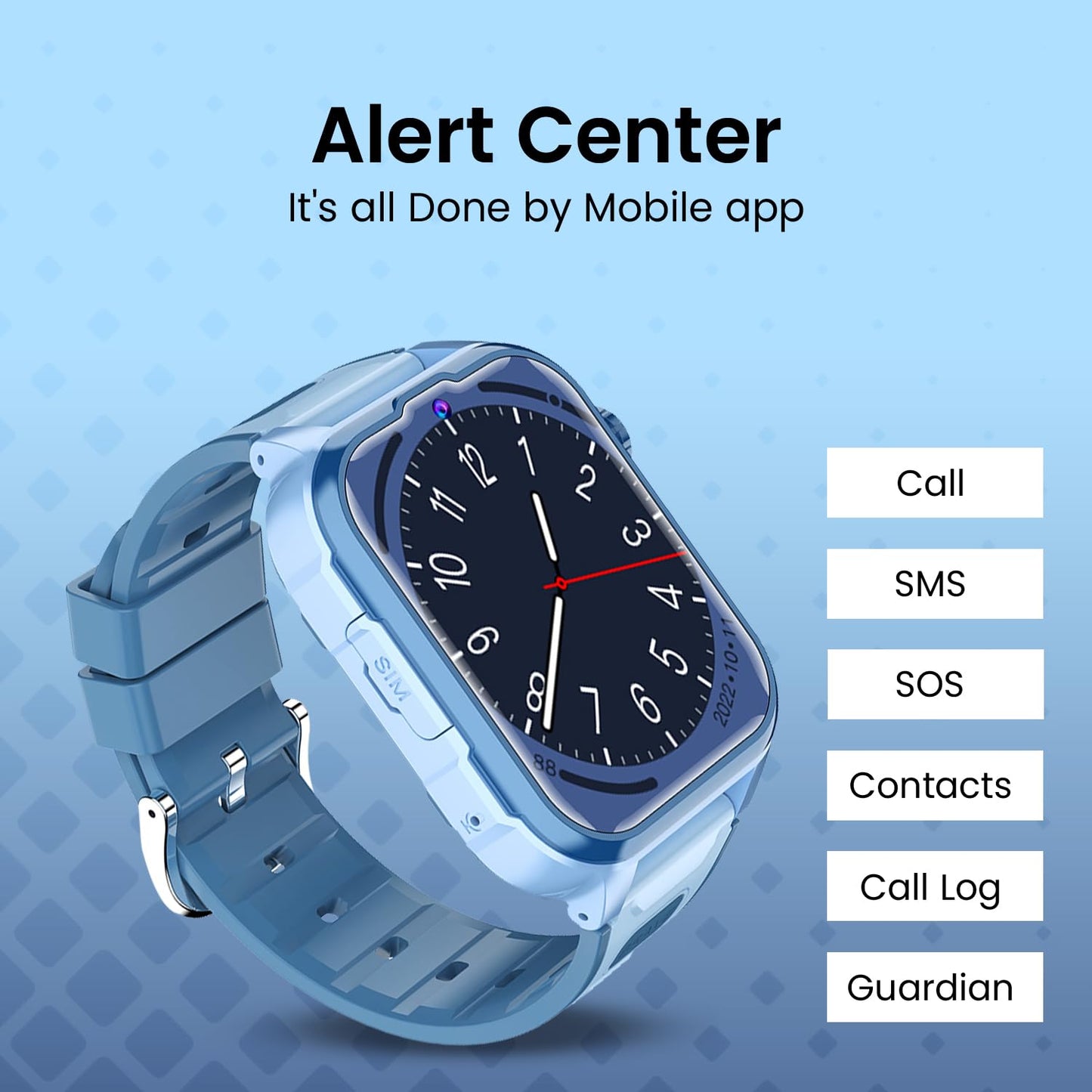 PunnkFunnk Newly Launched Safeguard 5G/4G Kids Smart Watch with SIM Calling, GPS Tracker, Video Call, SOS Alerts, Face Unlock, Games, IP67, 800mAh Battery, Voice Chat, Live Location(Light Blue)
