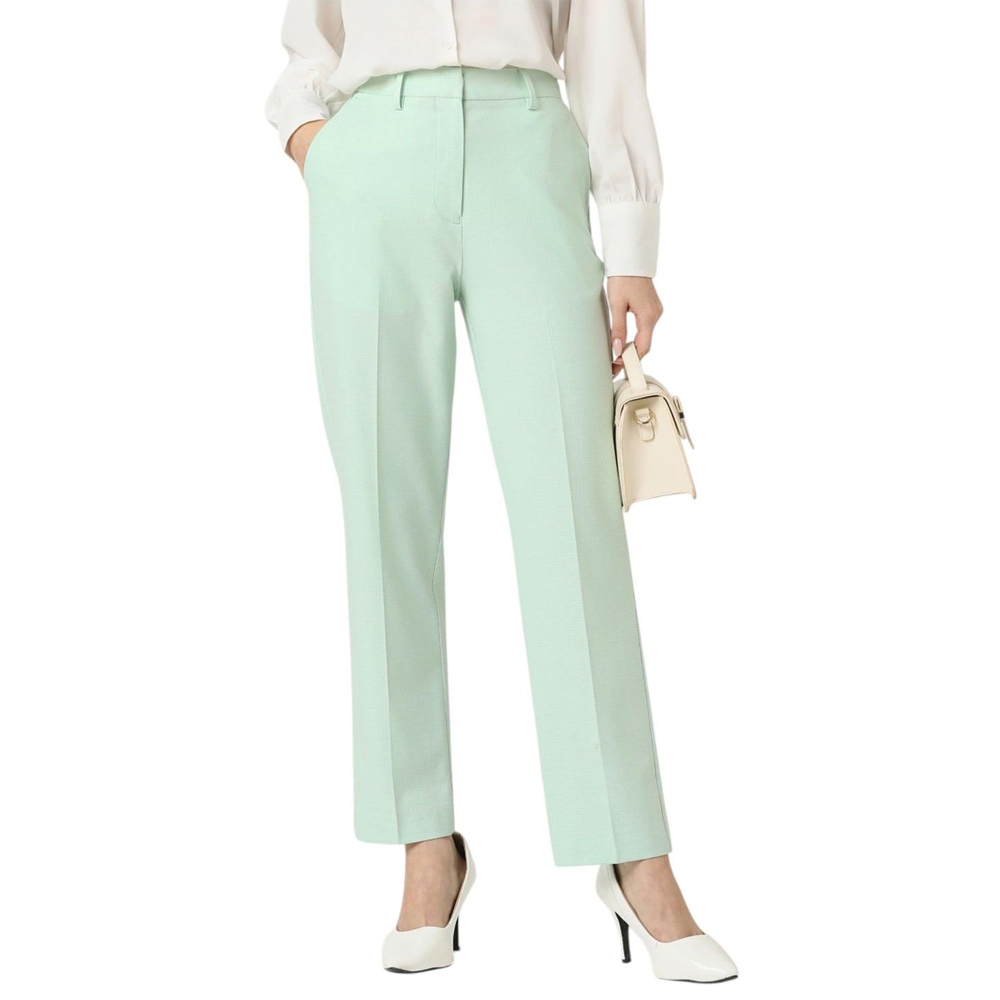 Van Heusen Women's Regular Fit Mid Rise Casual Straight Pants