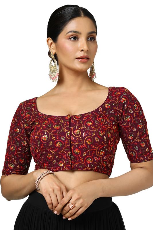 Soch Womens Georgette Embroidered Blouse with Sequins