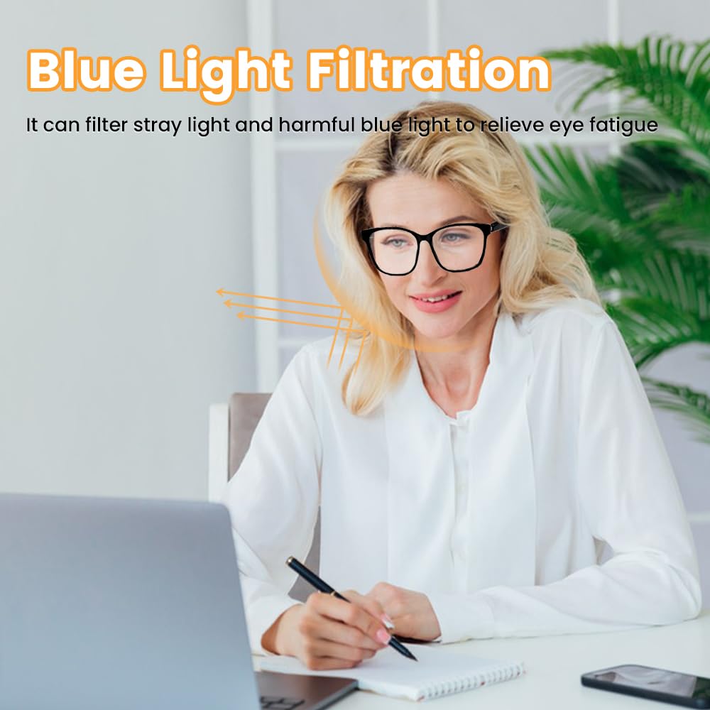 QJF Smart Glasses Anti Blue Light Bluetooth Glasses Built-in Mic & Open Speakers, Voice Assistant, for Reading/Office/Work Unisex (Transparent color)