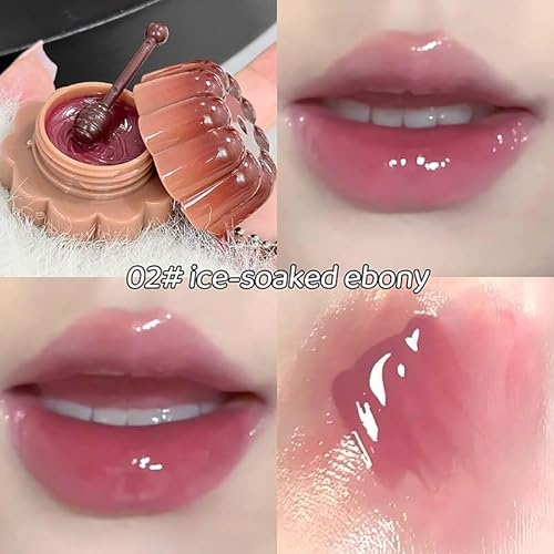 Cappuvini Jelly Pudding Solid Lip Gloss | Plumping Mirror Shine Lip Lacquer | Smooth Application Moisturizing Lip Butter | Trendy Shades Baby Pink Burgundy Mocha Peach Nude Coffee Brown | Pendant Wearable Mold Compact Mini Size | Gen Z Y2K Aesthetic Kawai