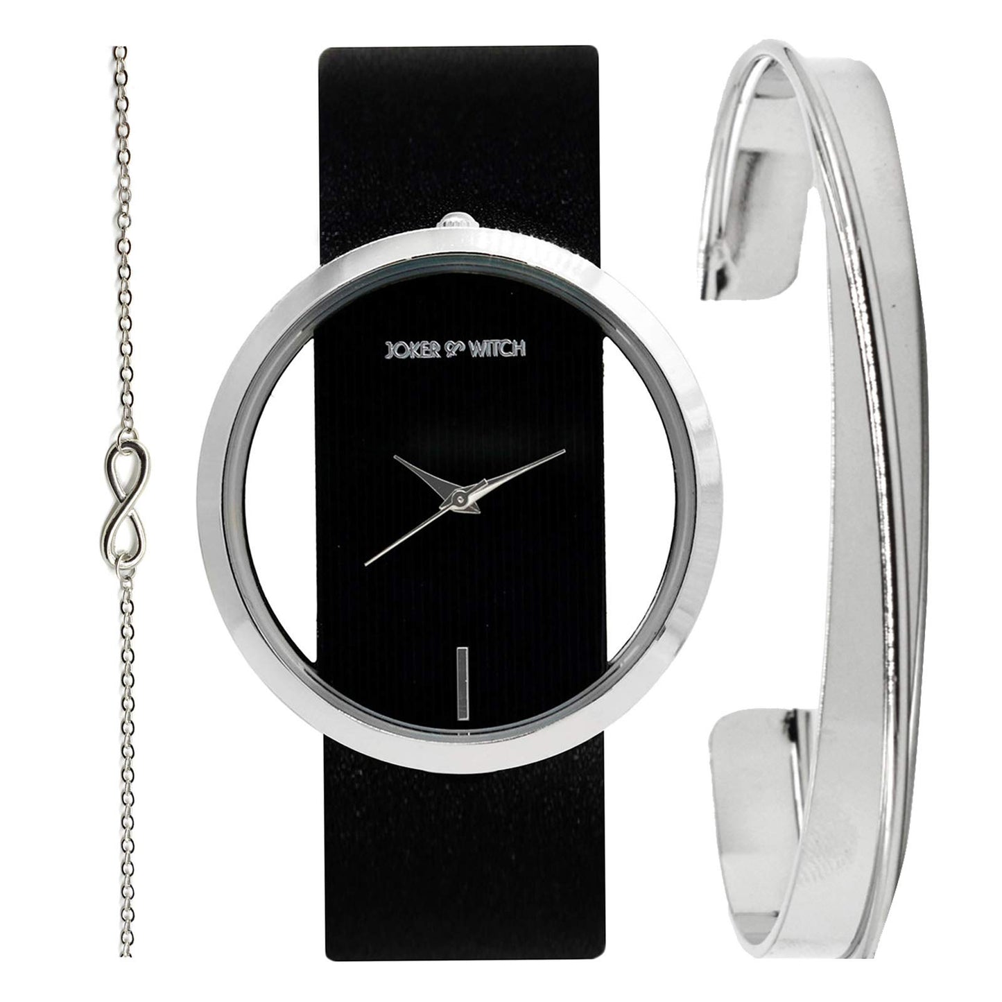 Joker & Witch Polyurethane Formal Analogue Black Dial Women Watch With Bracelet (Black Dial Black Colored Strap), Black Band