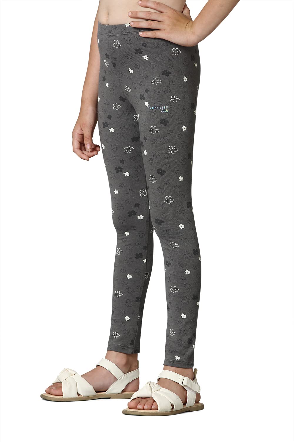 Van Heusen Girls Leggings - Power Plus Cotton Spandex - Power Plus, Allover Print, Super Soft_56302_December Bloom AOP_7-8 Years