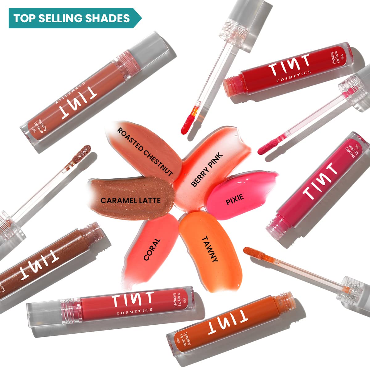 Tint Cosmetics 10ml Set of 2 Lipgloss, Red & Deep Wine, Non Sticky, Hydrating, Light Weight, Long Lasting, High Shine & Soft Natural Liquid Lip Gloss For Girl & Women (Honey & Vino)