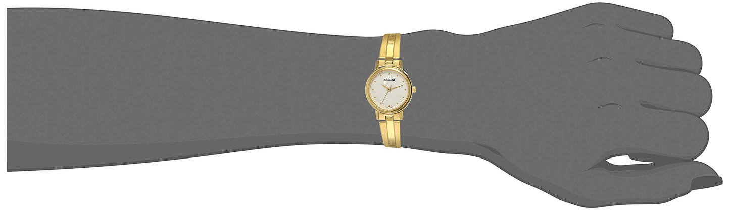 Sonata Quartz Analog White Dial Stainless Steel Strap Watch for Women-NS8096YM04
