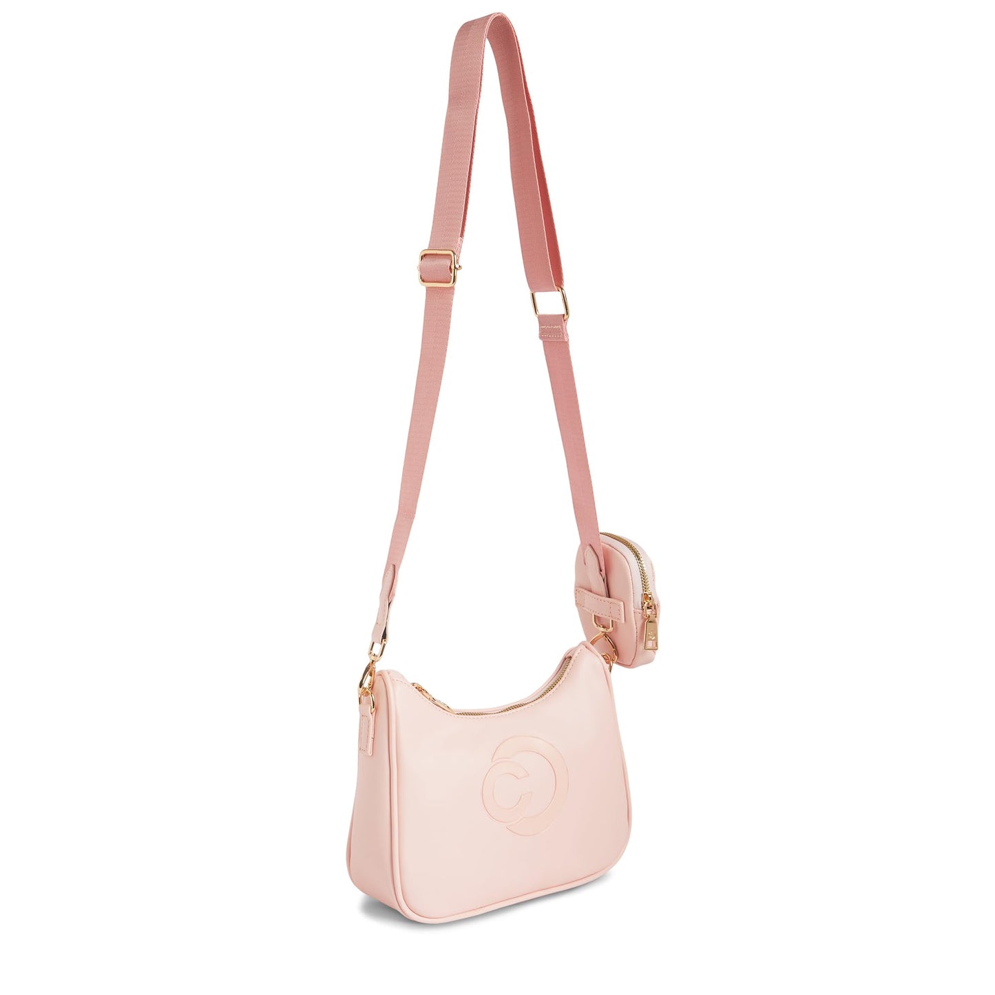 Caprese Monroe Medium Crossbody Bag for Women | Sleek Monogram Sling Bag with Detachable Pouch | Adjustable and Detachable Strap Shoulder Bag for Everyday Use (Blush)