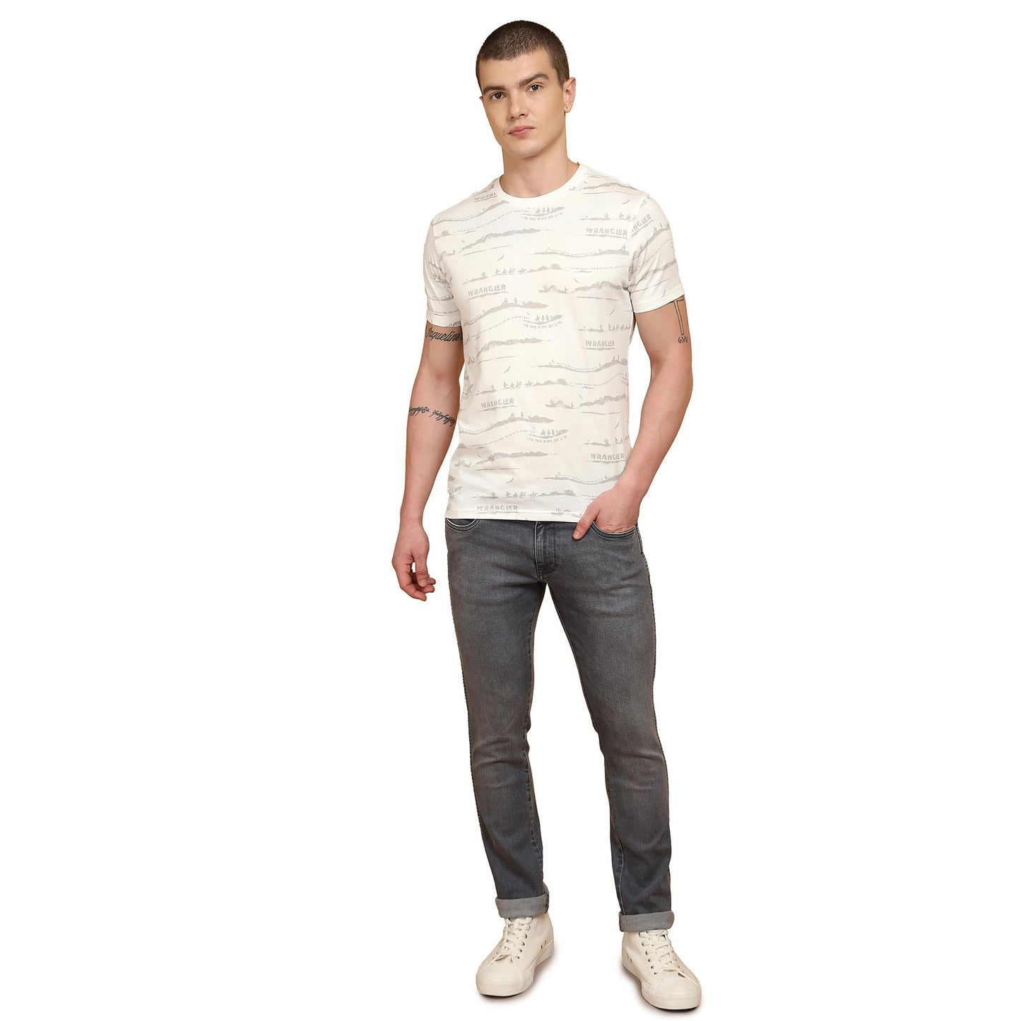 Wrangler Men's Solid Regular Fit Shirt (WMTS006306_White