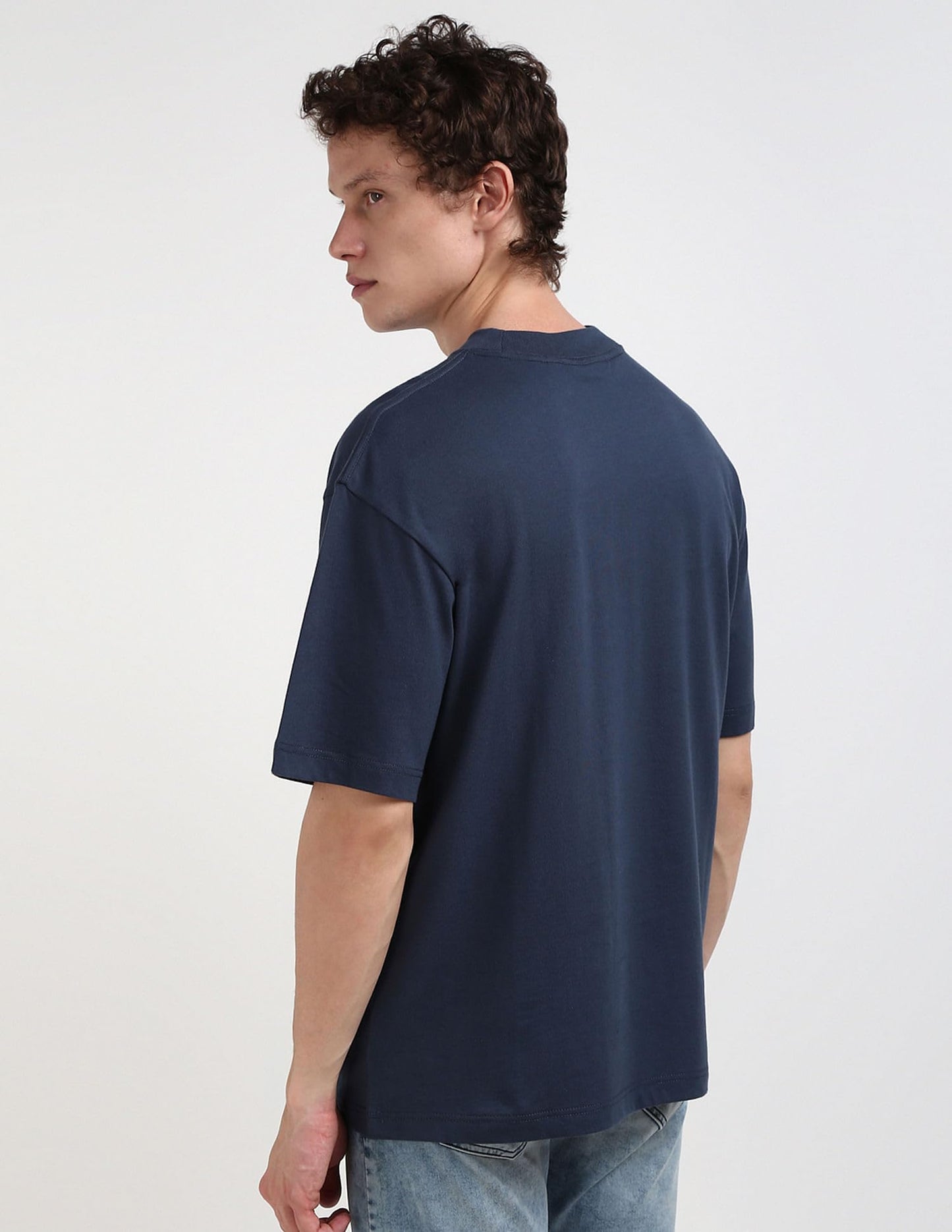 Calvin Klein Jeans Men Blue Solid Round Neck Short Sleeves T-Shirt
