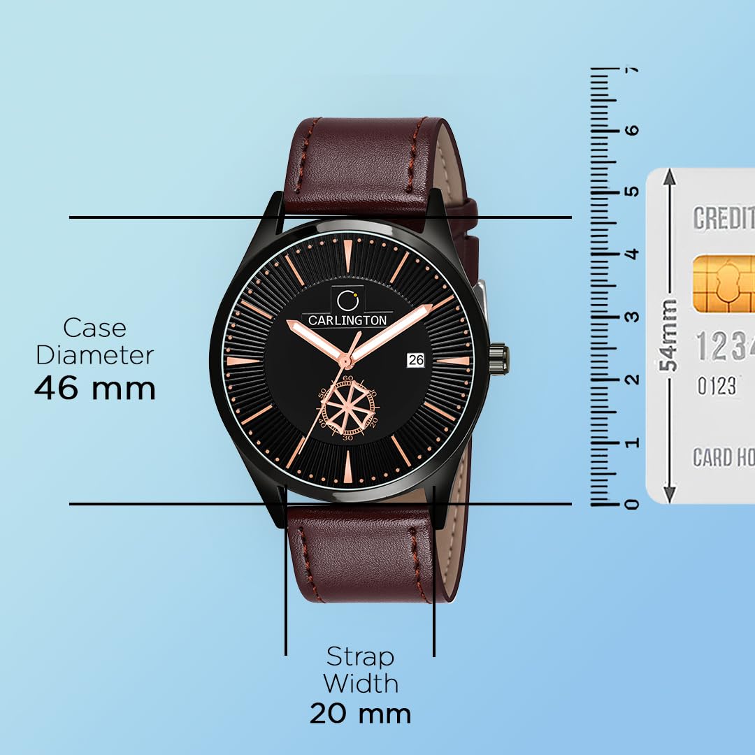 Carlington Analog Men's Wrist Watch with Leather Strap - CT 1020 BrownBlack