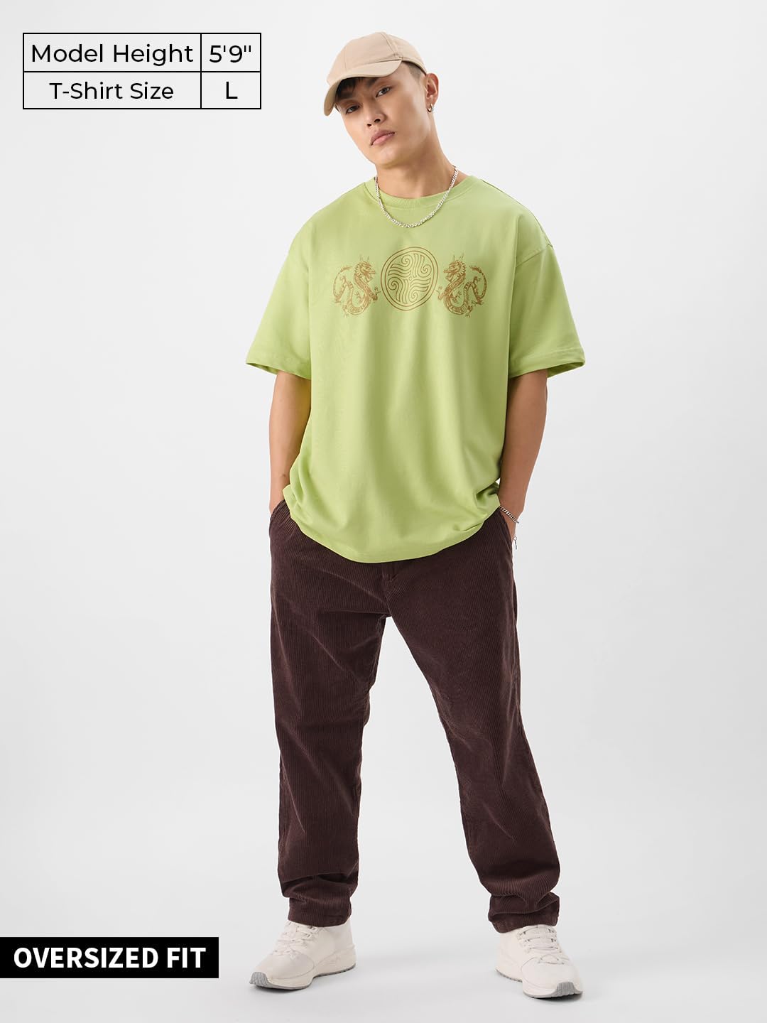 The Souled Store Avatar: Make Tea Not War Oversized T-Shirts Green