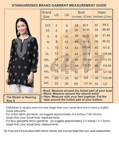 Ada Hand Embroidered Lucknowi Chikankari Muslin Short Kurti Top Tunic for Women A911435 Dark Peach (6XL)