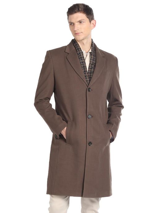 Arrow Men's Polyester Trench Knee Length Coat (ASAGJK4790_Brown, 2XL