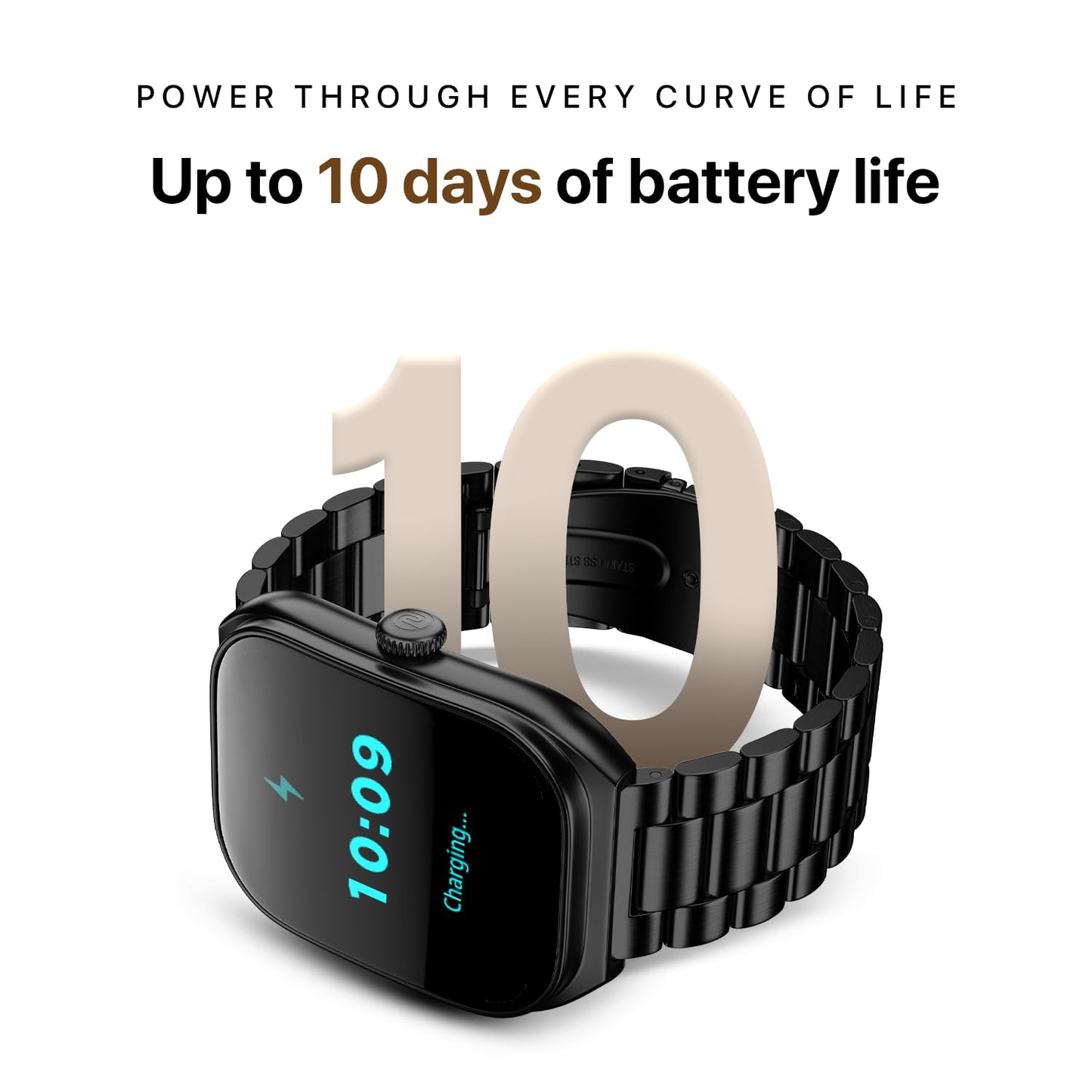 Noise Icon Arc 2.01" Immersive Curved Display Smartwatch, 10-Day Battery, 1ATM Water Resistant, Functional Crown, 100+ Sports Modes, Health Suite™, Voice Assistant, Built-in Games (Elite Black)