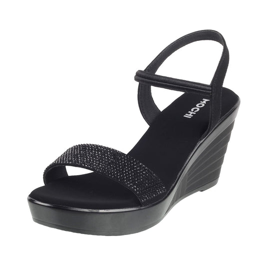 Mochi Womens Synthetic Black Sandals (Size (6 UK (39 EU))
