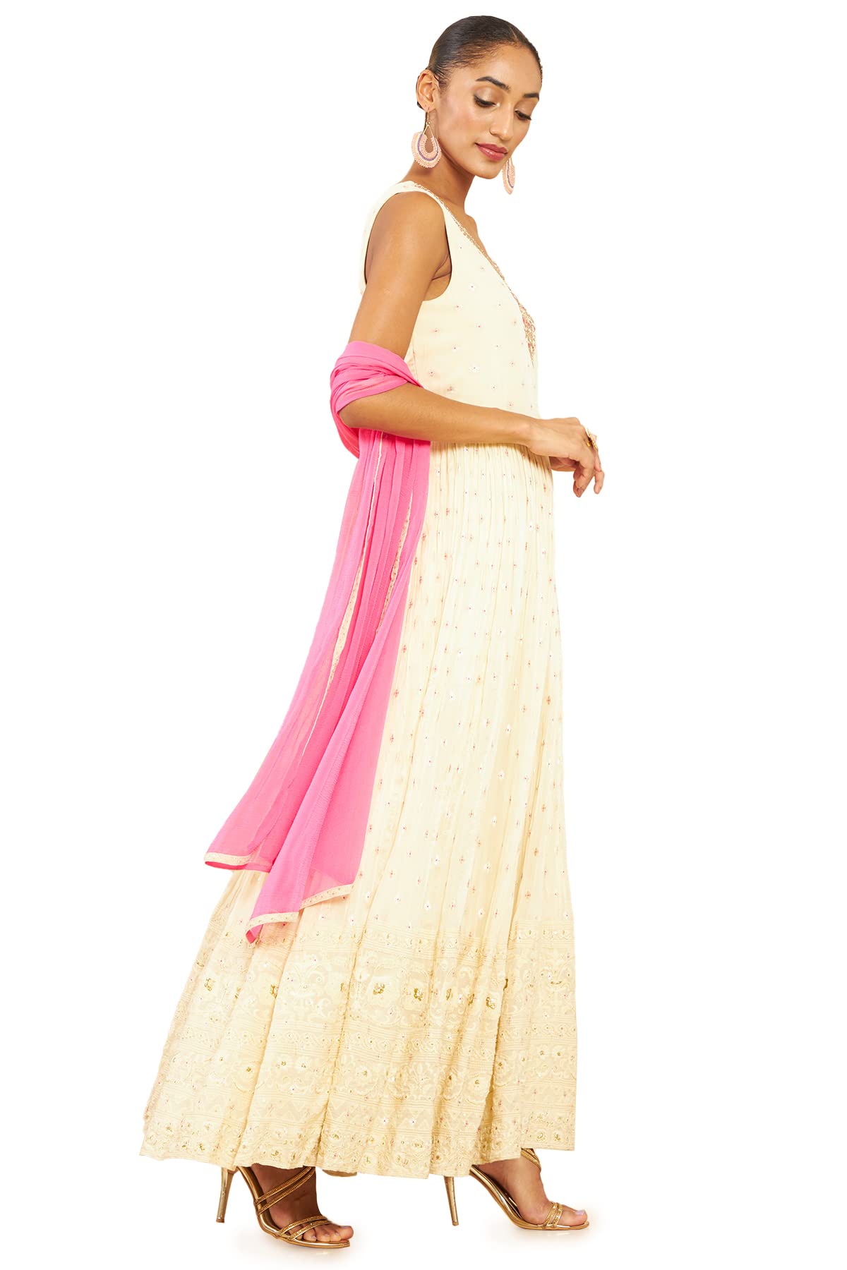 Soch Women Beige Georgette Gown
