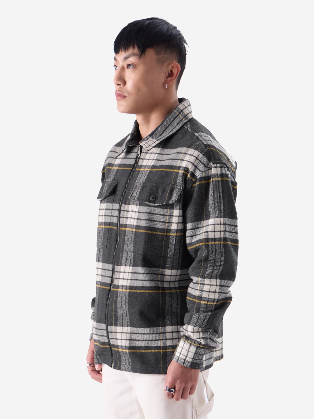 The Souled Store Plaid: Black and Grey Men Shackets