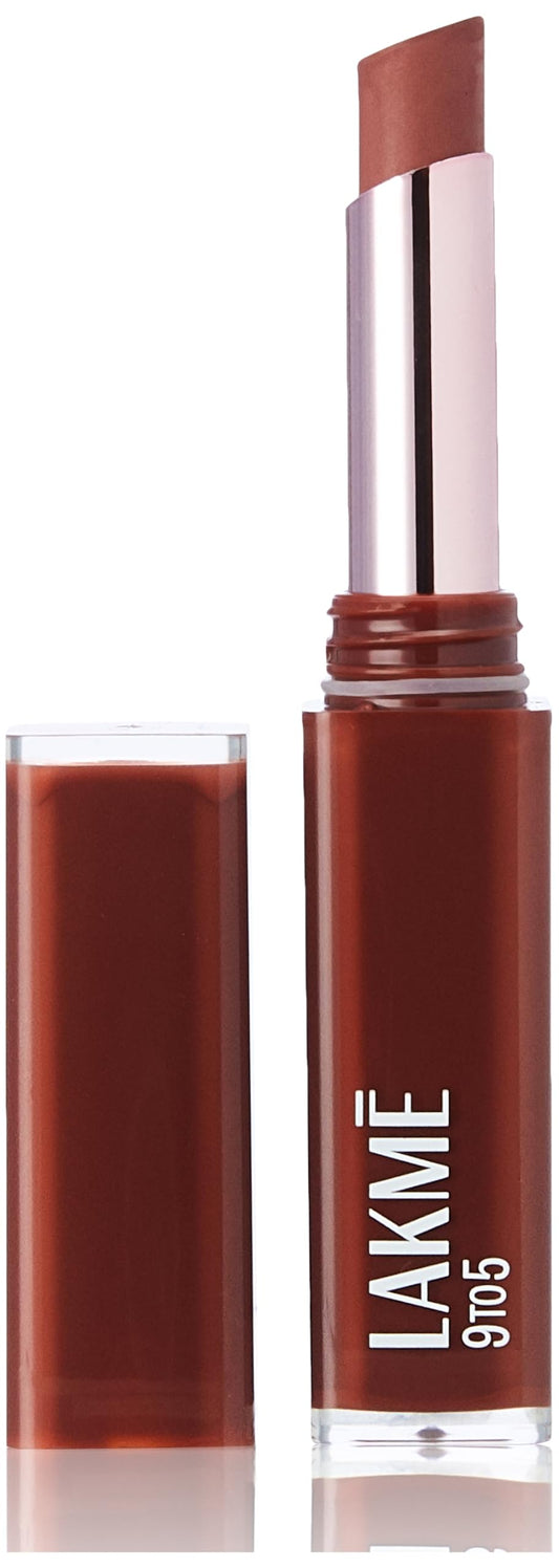 Lakme 9to5 Lip Tattoo Matte Slim Stick, Brownie Point, 2g, for Intense Color and Full Coverage, with Bakuchiol and Vitamin E, Smudgeproof and Waterproof, Long-Lasting Lipstick for Women
