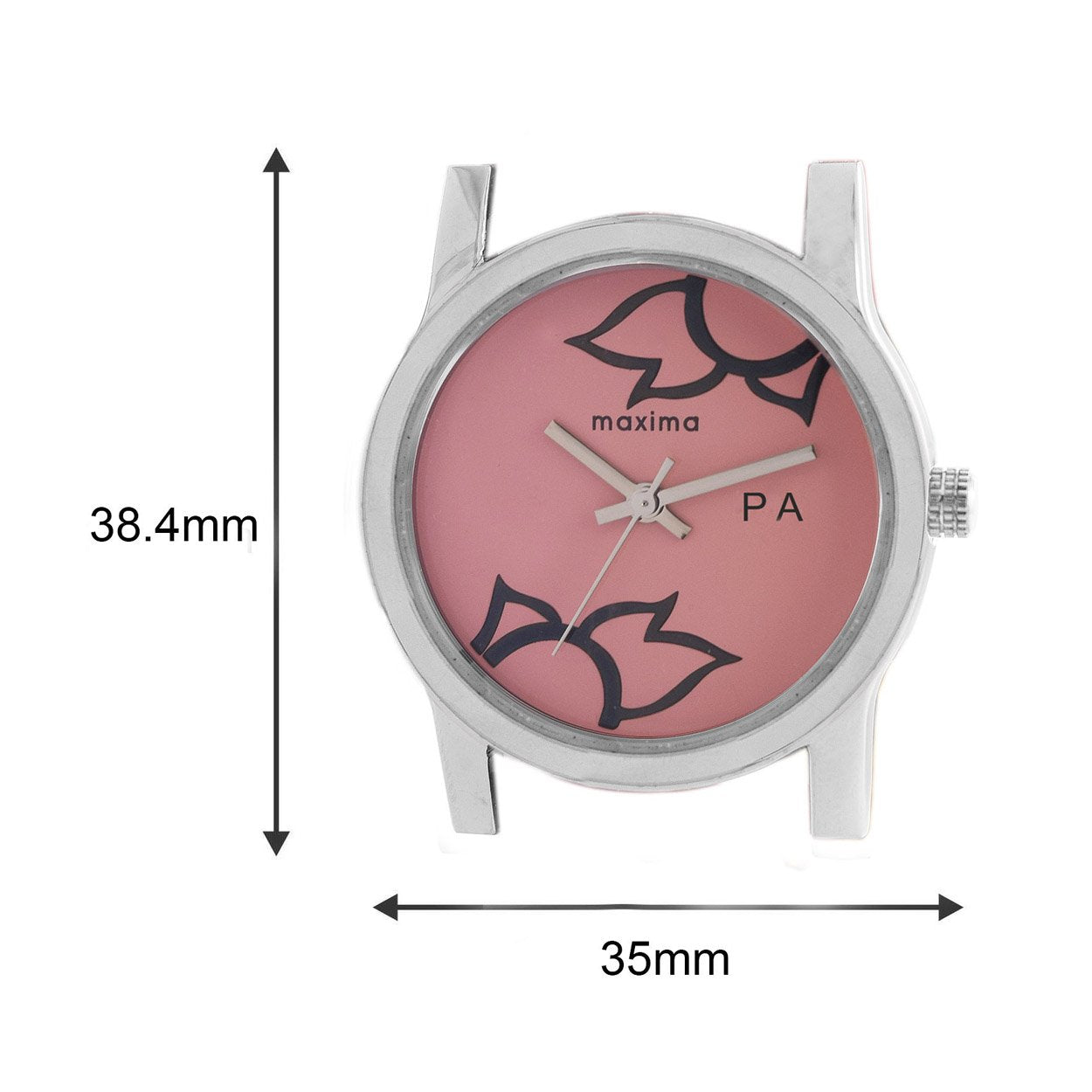 Maxima Leather Attivo Steel Analog Pink Dial Women's Watch - 23346Lmli, Band Color-Pink