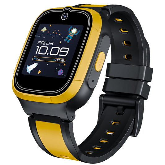 boAt Wanderer Smart Kids Watch w/ 2-Way Video & Voice Calls, SOS, Geo Fencing, Restrict Unknown Calls, Parental Controls,2MP Camera 1.43" (3.6 cm) HD Display Fitness Smart Watch (Sunshine Yellow)