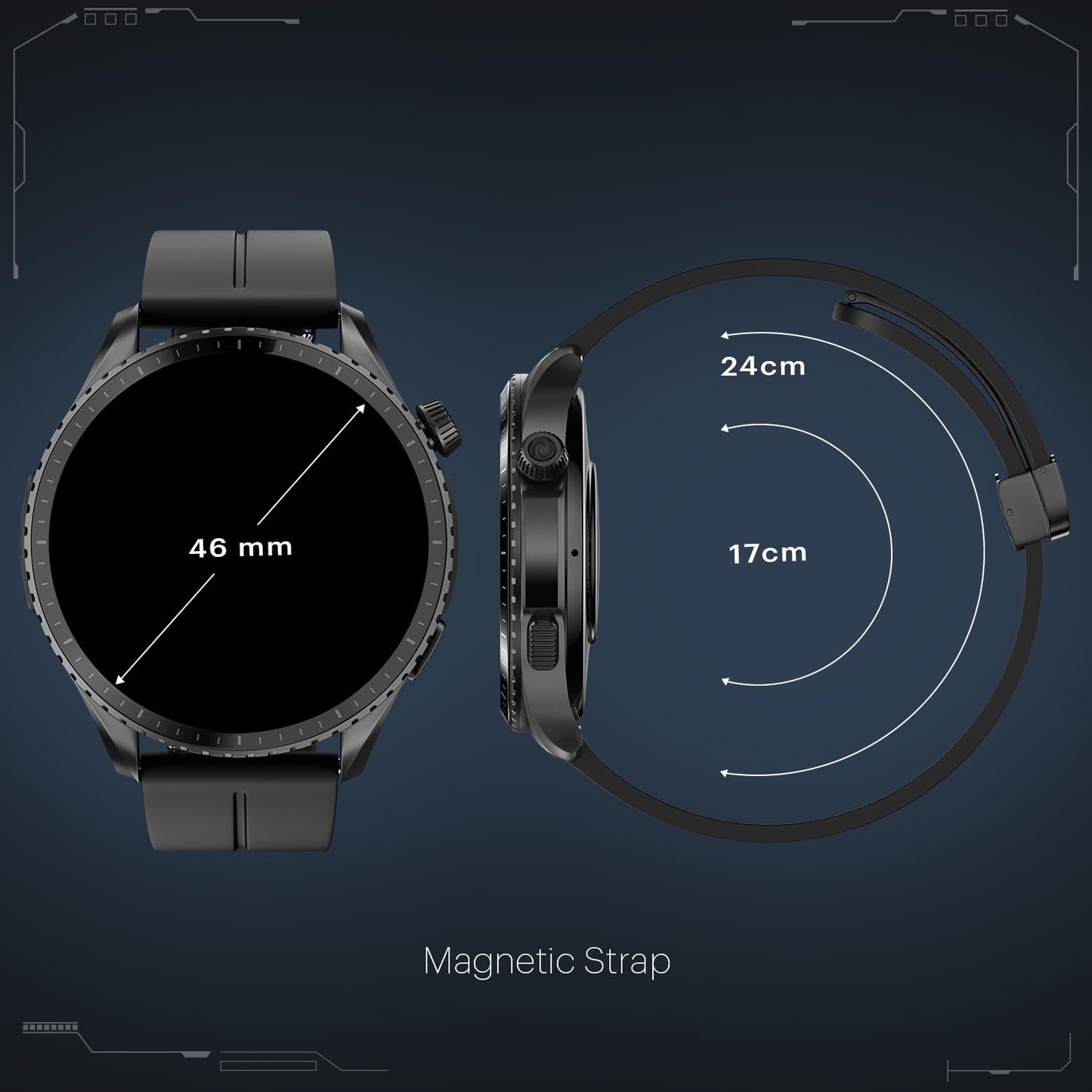 Noise Origin Smart Watch Smoothest UI Experience (New Nebula UI) & EN 1 Processor, 1.46” ApexVision AMOLED Display, Stainless Steel, Contour-Cut Design, Fitness Age, Fast Charging (Midnight Black)