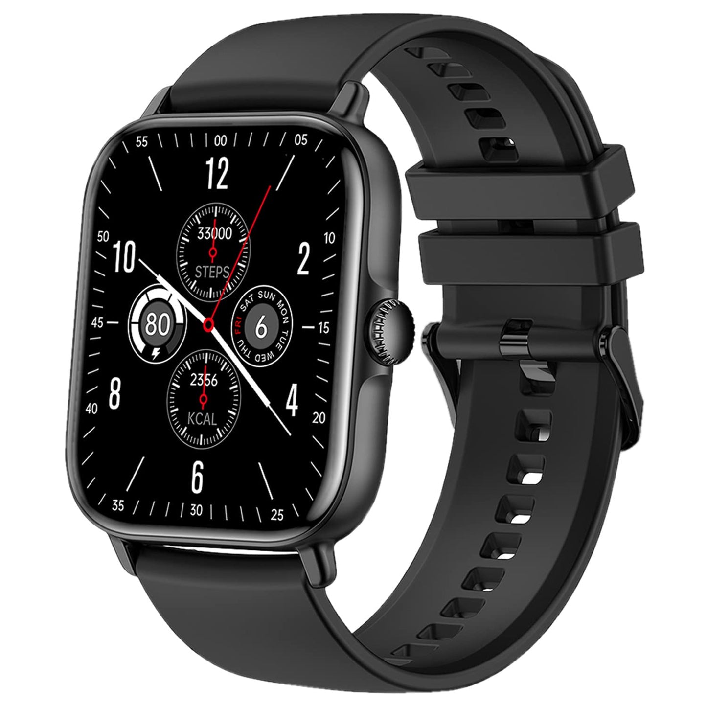 Maxima Silicone Smartwatch Unisex Watch Max Pro Bold Advanced Bluetooth Calling with AAC Speakers & 1.81" HD Display, AI Voice Assistant, HRM, SpO2 & Sleep Monitoring (Black Dial Black Colored Strap)