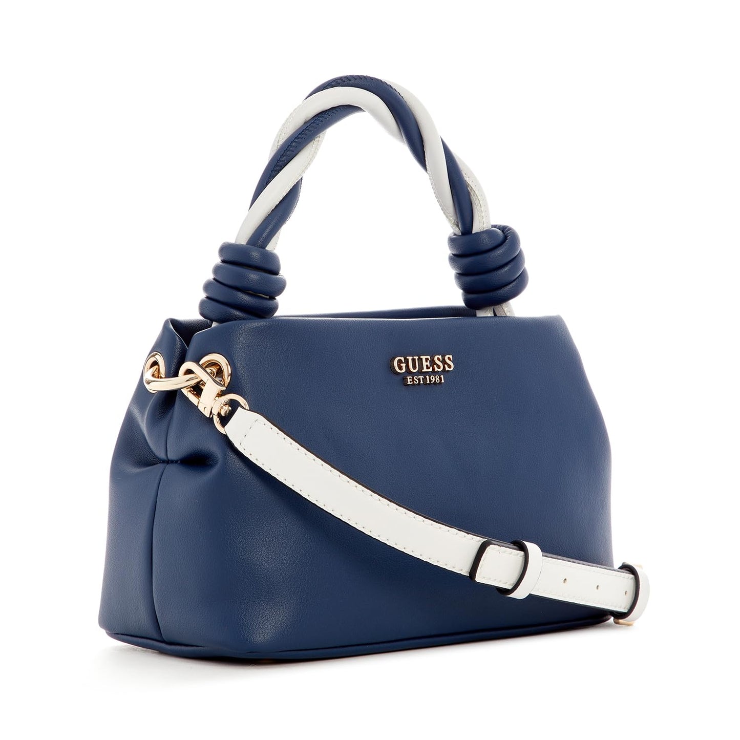GUESS Navy Solid Polyurethane Cruise Vibe Top Handle Crossbody Bag