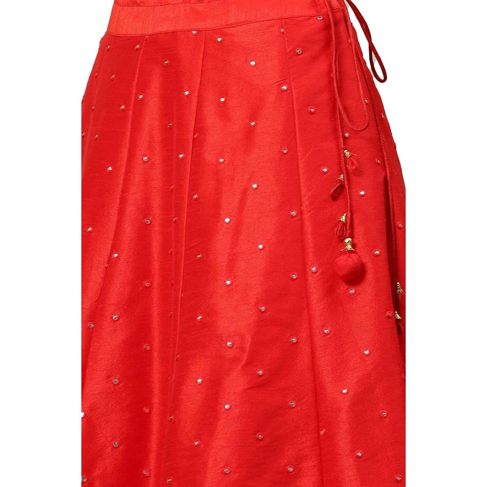 BIBA Women Solid; EMBROIDRED Relaxed Mix and Match(SKIRTS/T18402_RED_XXL)