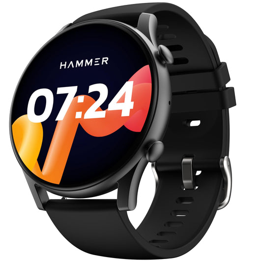 HAMMER Glide 1.43" AMOLED Display Smart Watch for Men with Bluetooth Calling, 466 * 466 PX, Always on Display, 800 Nits, Multiple Sports Modes (Charcoal Black)