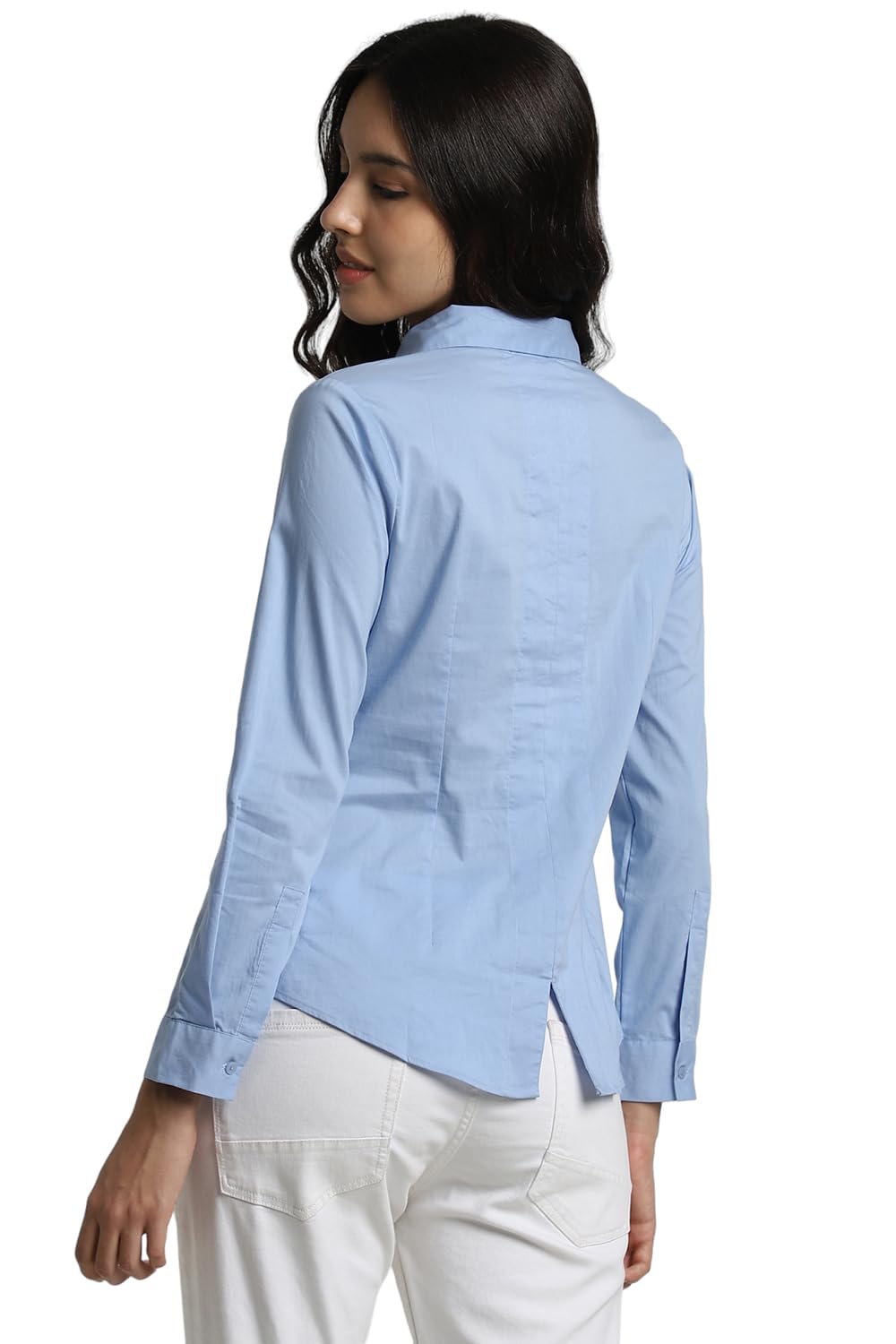 Allen Solly Women's Regular Fit Shirt (AHSFWRGFR00858_Blue