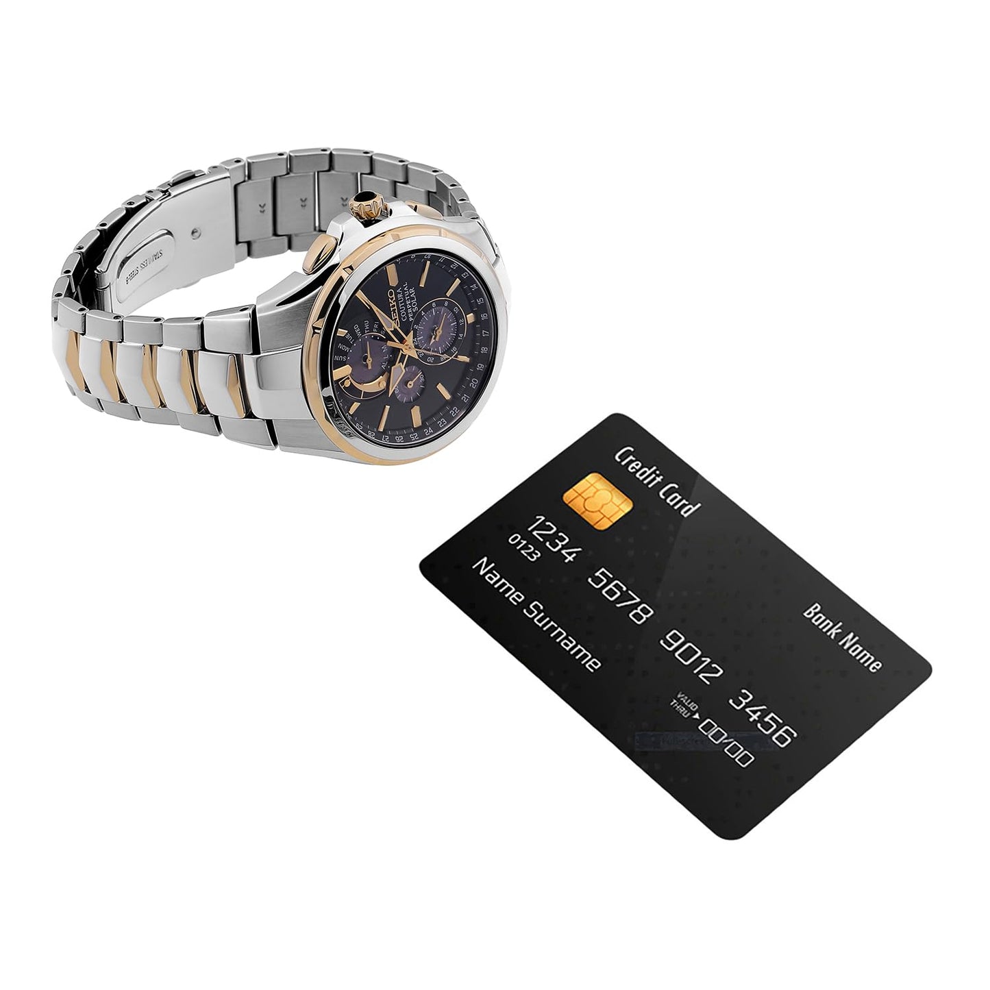 Seiko Stainless Steel Coutura Analog Black Dial Men Watch-Ssc764P1, Bandcolor-Silver