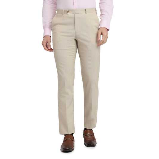 Park Avenue Men Regular Fit Solid Pattern Poly Viscose Blend Flat Front Formal Trouser Medium Fawn