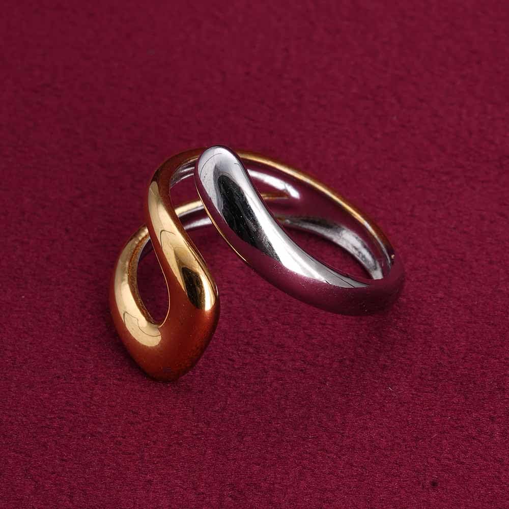 PALMONAS Twisted Silver Gold Tone Ring for Womens - Waterproof & Anti-Tarnish