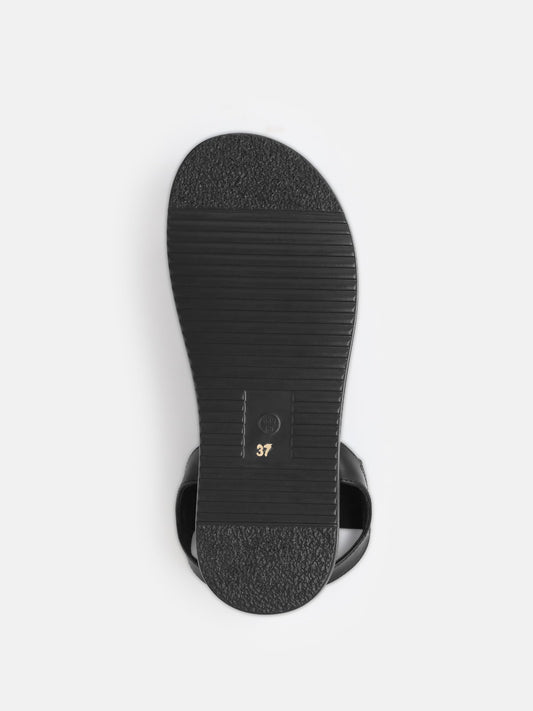 KENNETH COLE Women's Flatform Sandal | Premium Synthetic Upper | Ladies Open-Toe, Slingback Design, Cushioned Footbed | Beaded-Embellished Strap, Ruffled Edges | Black