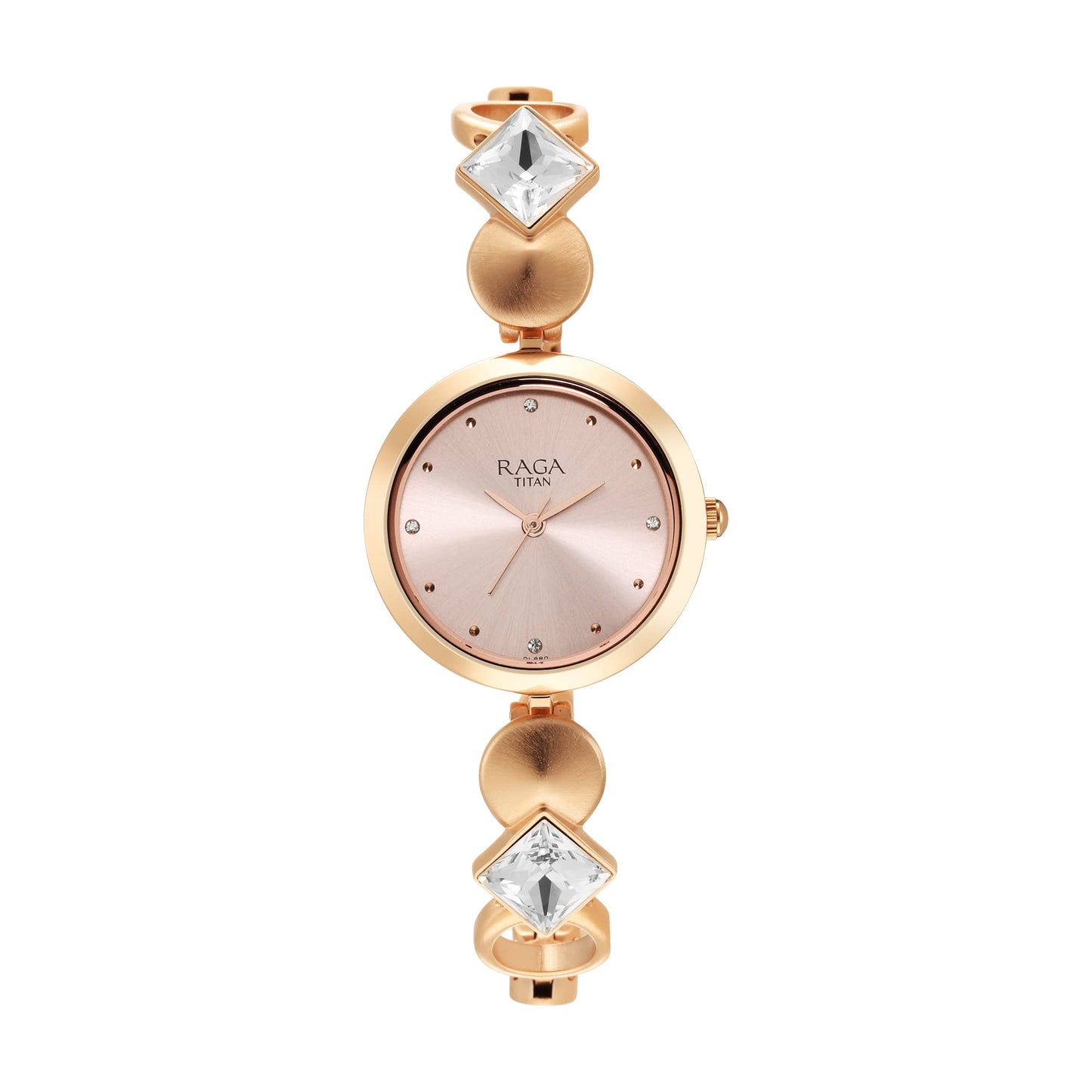 Titan Raga Love All Quartz Analog Pink Dial Rose Gold Metal Strap Watch for Women - NT2606WM10