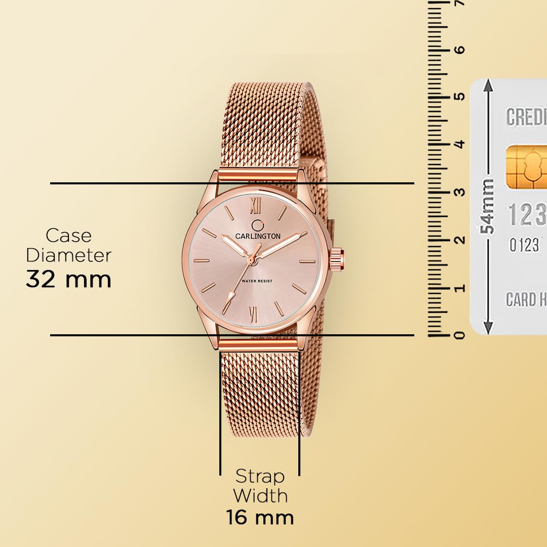Carlington Womens Analog Ladies Wrist Watch With Mesh Strap-Ct 2008 Rose Gold