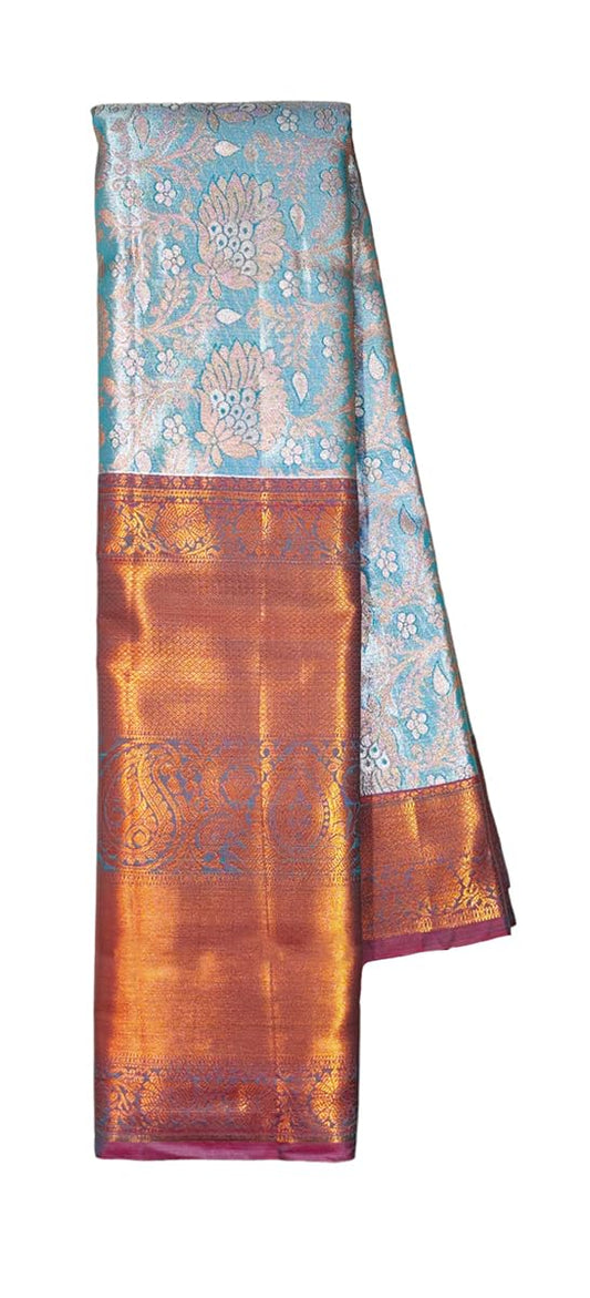 VFCollections Women's Kanchipuram Silk Pure Pattu Sarees With Blouse (VFC540-1)