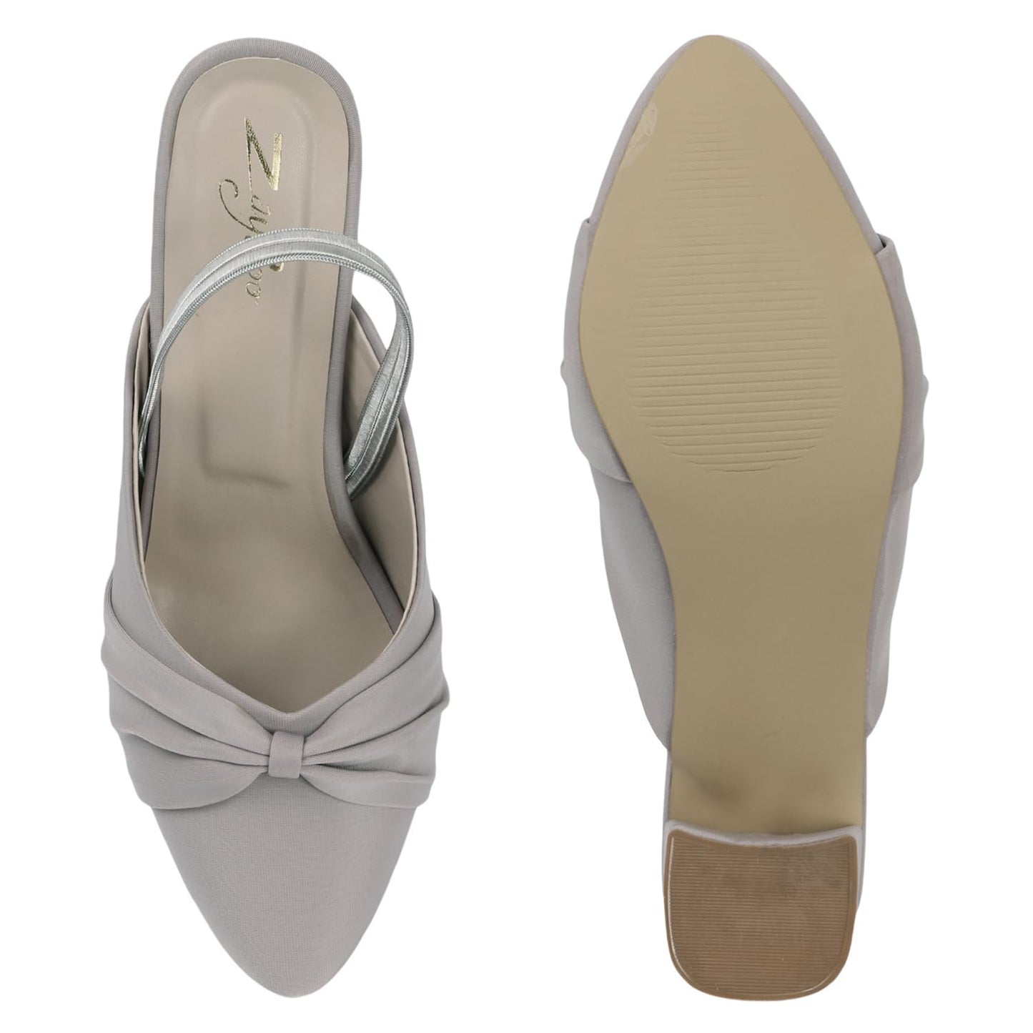 ZaySoo Women's Pointed Toe Slingback Heels, Bow Detail,