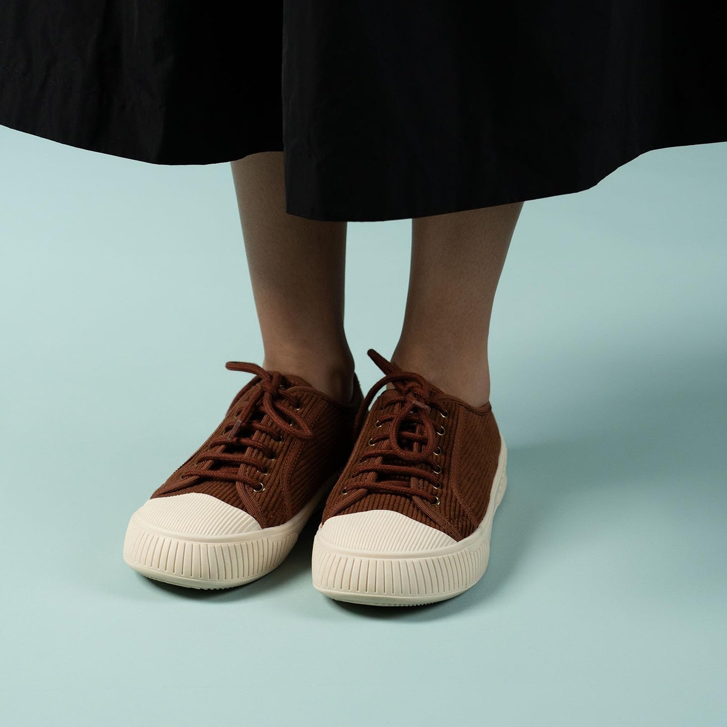Theater Women Wicked Brown Corduroy Lace-Up Sneakers | Soft Low-Top Casual Shoes with Cushioned Insole | Stylish Comfortable Canvas Fashion Sneakers