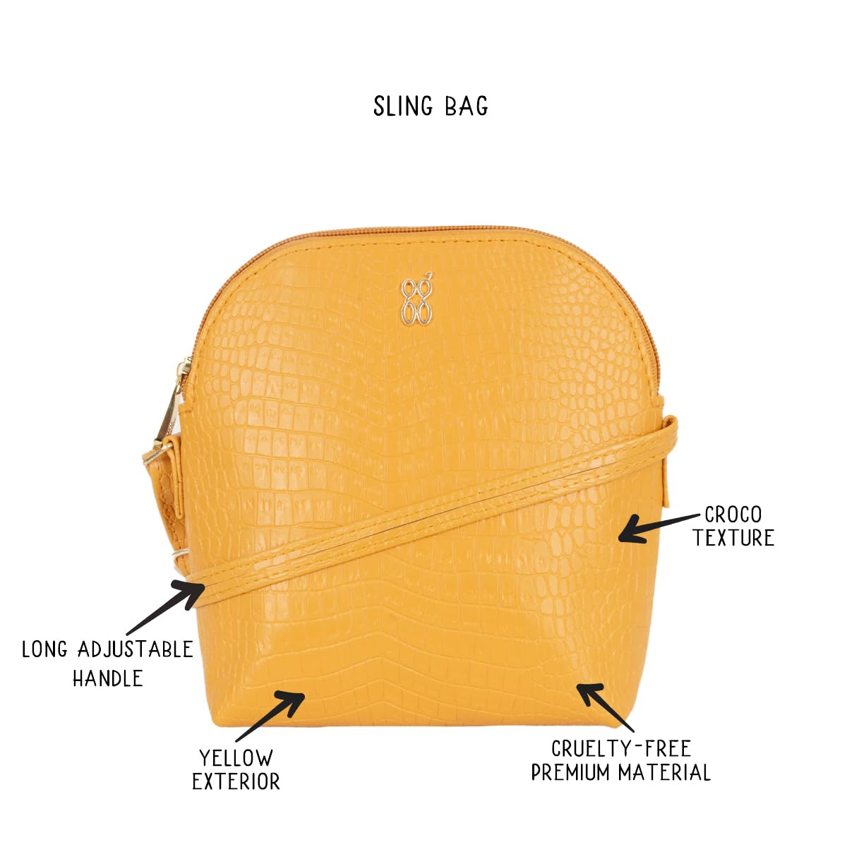 Baggit Women Yellow Bowling Sling Bag Xxs Size | Ladies Stylish Casual Cross Body Purse Handbag