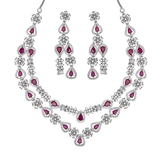 VOYLLA CZ Elegance Layered Necklace Set