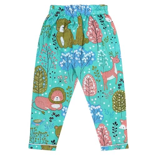 superminis Baby Girl and Baby Boy Animal Print Cotton Full Sleeves Night Suit (Green, 7-8 Years)