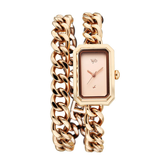 Fastrack Vyb Showstopper Quartz Analog Rose Gold Dial Rose Gold Alloy Strap Watch for Women - FV60065WM02W