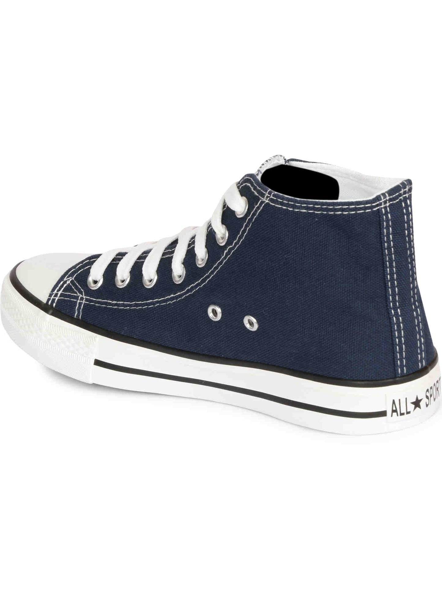MOZAFIA Comfortable Fashion Lace-up Sneakers with Classic High Tops Canvas Casual Shoes for Women (MZF-NW-All-Sport-Ladies-Long-Navy-5)