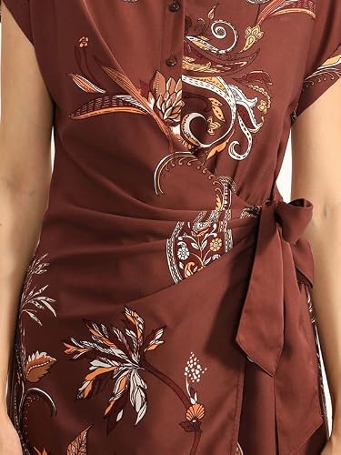 Kazo Women's Memento Midi Dress (Brown XL)